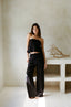 Linen Strapless Tube Top - Black