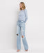 100% Cotton 90's Vintage Super High Rise Flare Ripped Jeans