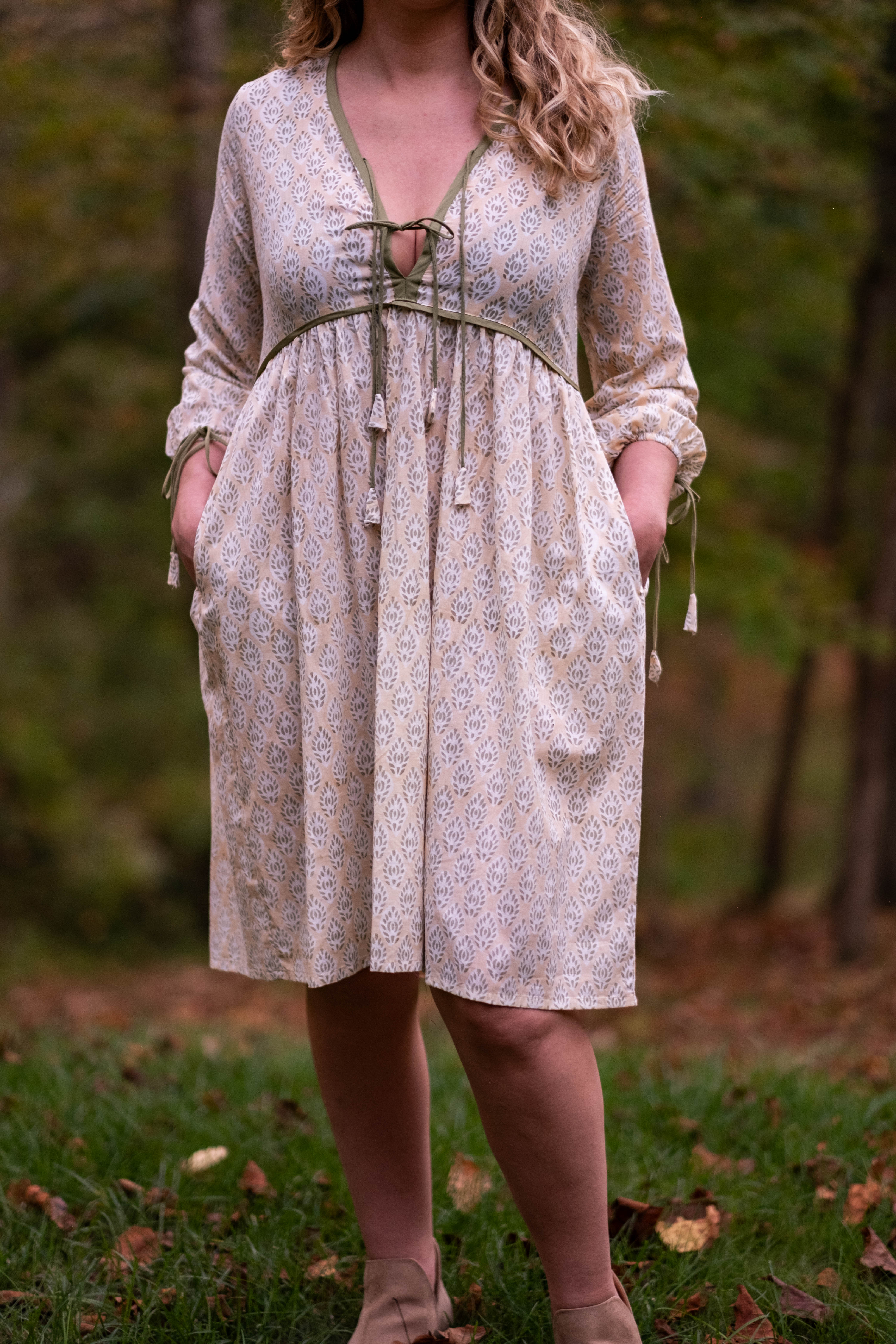 organic cotton dresses made in usa 100% Clara Dress (Beige) | Cotton Dress style bodice is ultra Straight Hem Formal dresses Kate Middleton Light Blue Color:Tie-dye blue cotton