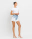 Wear Clarity Non-Toxic 100% Cotton Super High Rise Distressed Mom Shorts Light Blue Wash White Fray