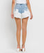 Wear Clarity Non-Toxic 100% Cotton Super High Rise Distressed Shorts Light Blue Wash White Fray